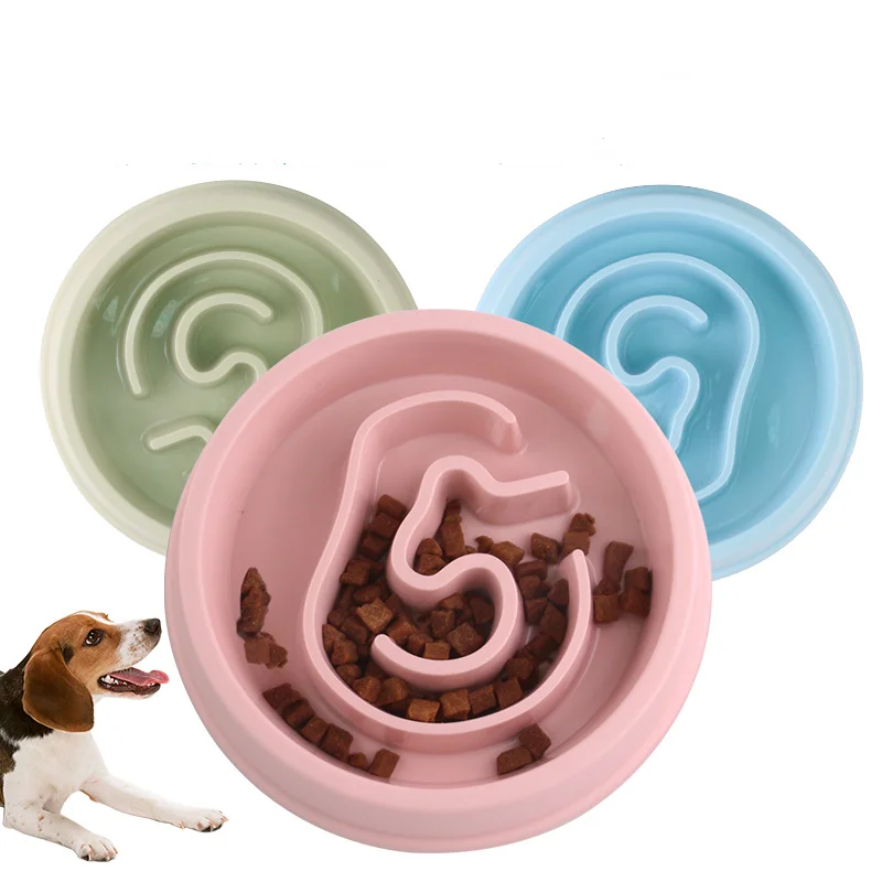 

Pet bowl Plastic Dog Bowl ear anti choking slow eating bowl tableware single bowl slow eating licking plate dog bowl