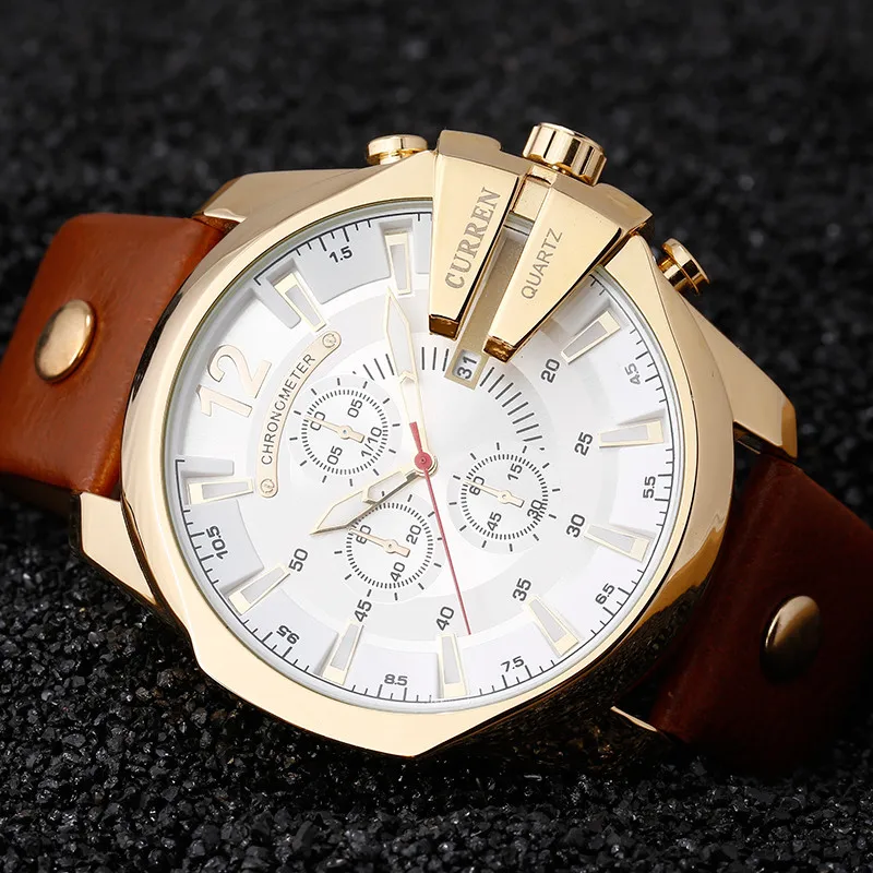 Часы наручные Curren Мужские с большим циферблатом брендовые Роскошные модные