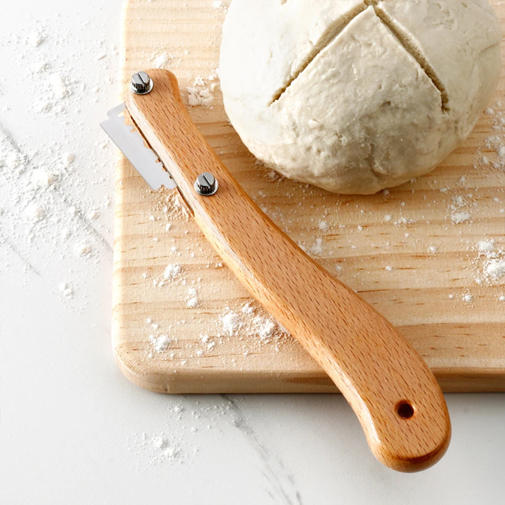 

Bread Slashing Tool with 5 Blades Wooden Handle Dough Baguette Bread Cutting Baking Making Tool Kitchen Accessories Tool