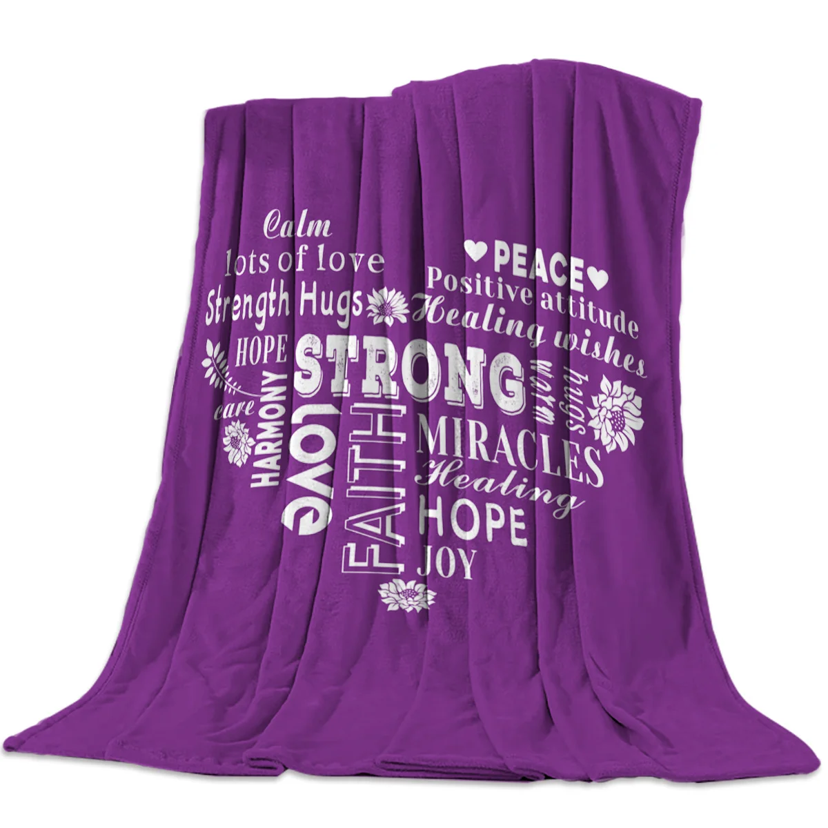 Одеяло с надписью Love Heals темно-Фиолетовое черное покрывало для дивана кровати