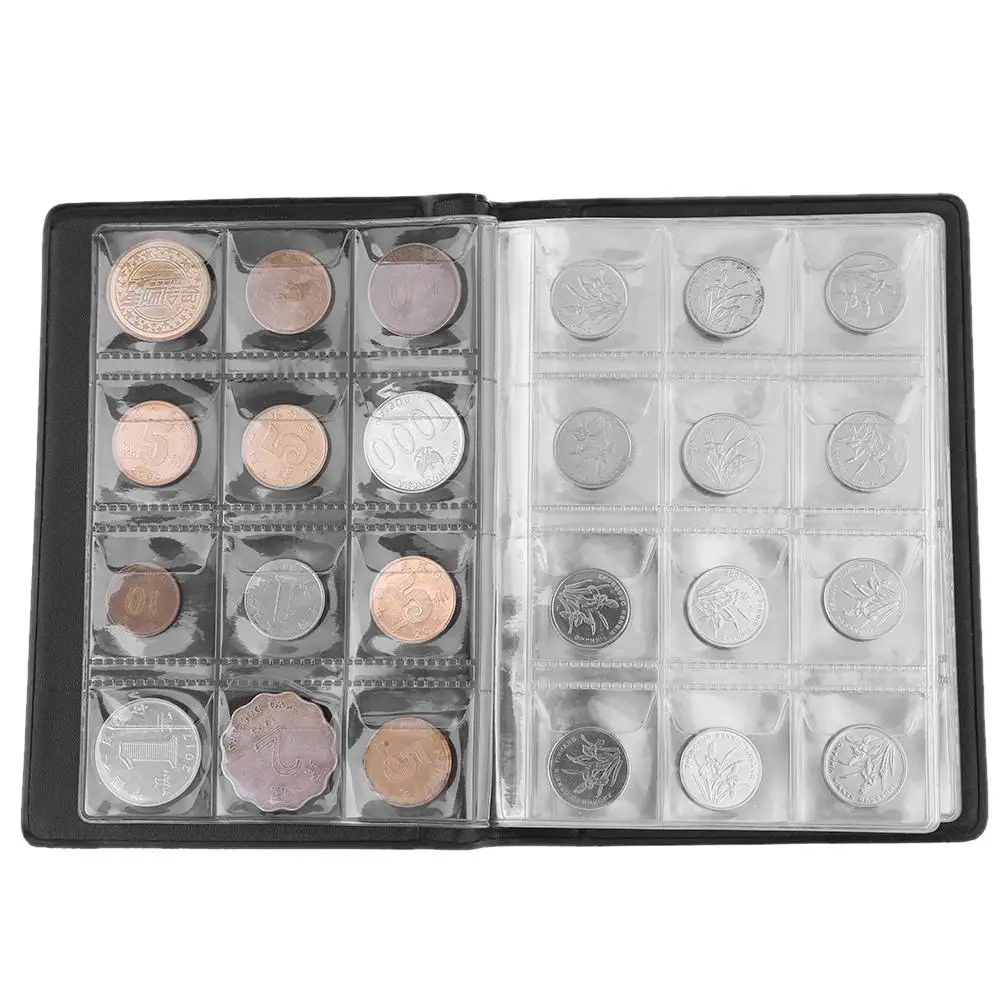 

120 Pockets 10 Pages Coin Storage Album Vintage Storage Book for Coins Collection Coin Holder Coins Coinage Album Home Decor