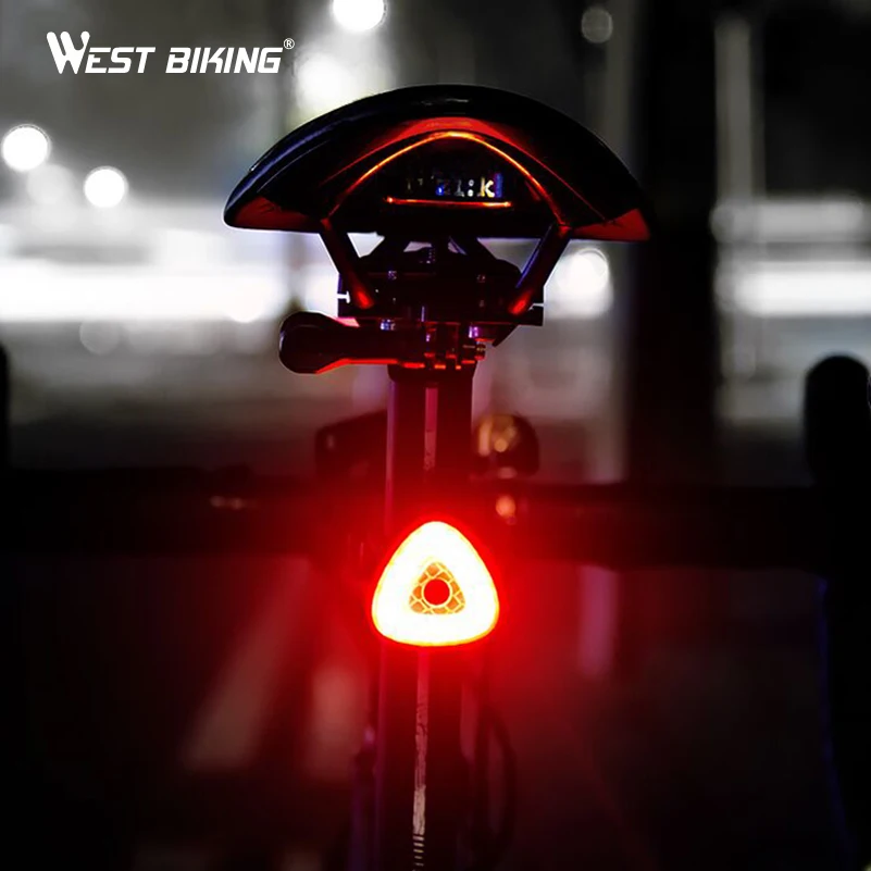 

WEST BIKING Bike Rear Light Flashlight Mountain Road Bicycle Tail Light Auto Start/Stop Brake Sensing LED Cycling Lamp Taillight