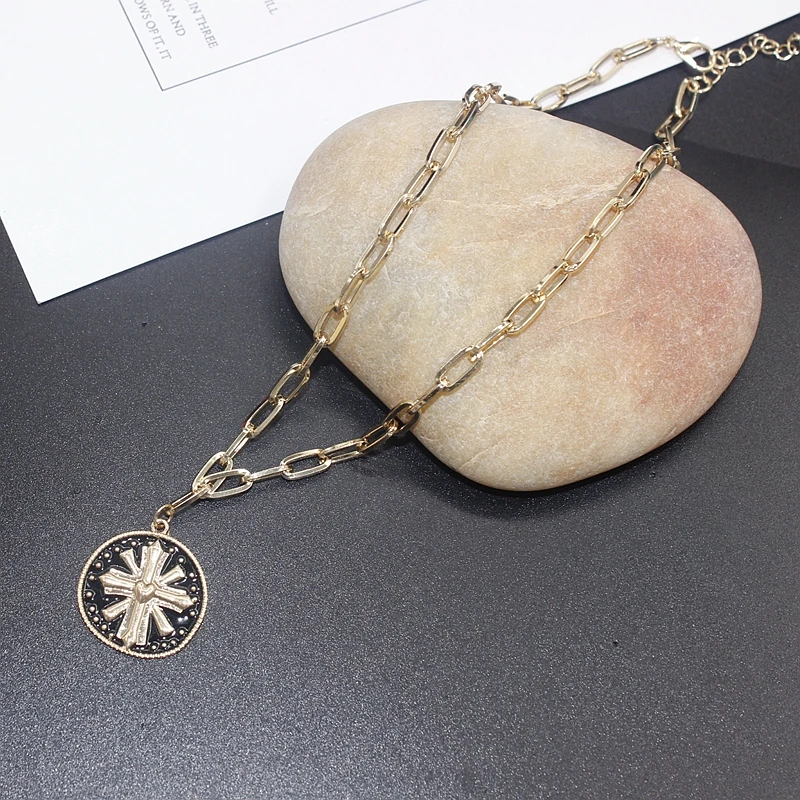 

Fashion brand new drop glaze Black Cross Pendant Chain hip hop fashion personality cool necklace wholesale
