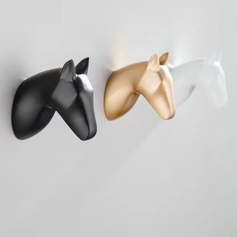 Solid Horse Head Coat Hooks Wall Hang Mounted Towel Hook Gold / Black /Chrome Clothes Hook Bathroom Hardware