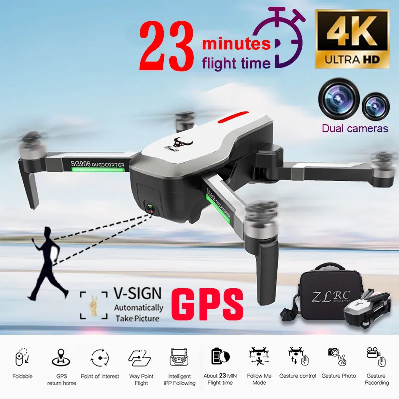 SG906 GPS бесщеточный Профессиональный Дрон 4K HD X50 зум Камера 5G Wifi FPV складной