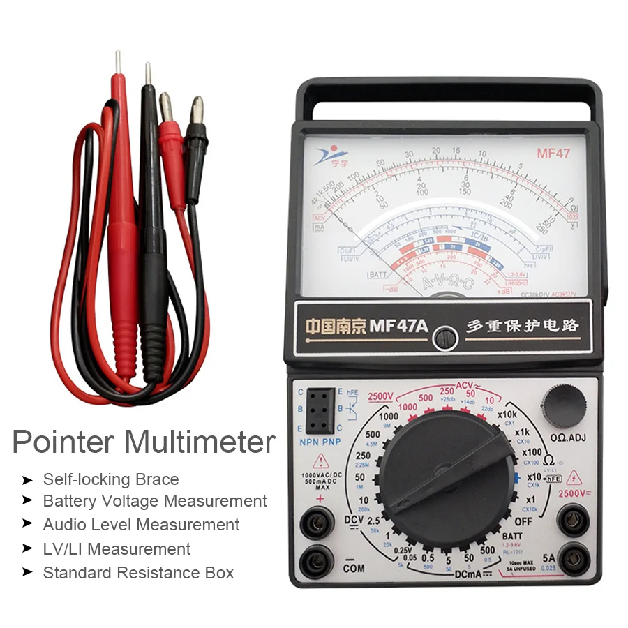 

MF47 Multimeter AC DC Capacitance Tester Multifunctional Electrical Instruments Meter Students Mechanical Pointer Multimeter