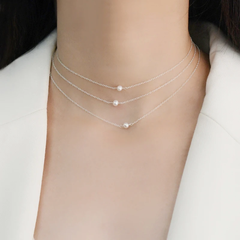 Женское колье-чокер из натурального пресноводного жемчуга ASHIQI 925 пробы