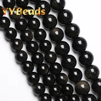 natural golden obsidian stone beads round loose spacer beads for jewelry making diy bracelets necklaces accessories 15 4 12mm