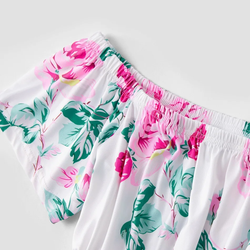 Летнее платье для мамы и дочки короткое сексуальное с открытыми плечами