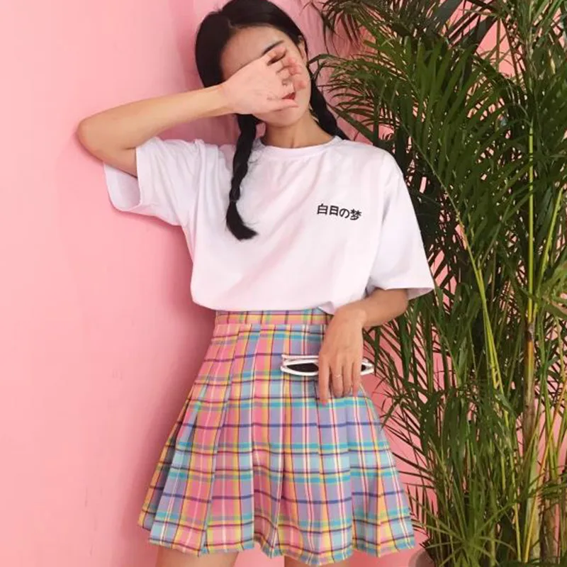 Стиль Харадзюку Каваий футболка Топы Женская Летняя обувь 100% хлопок с принтом из