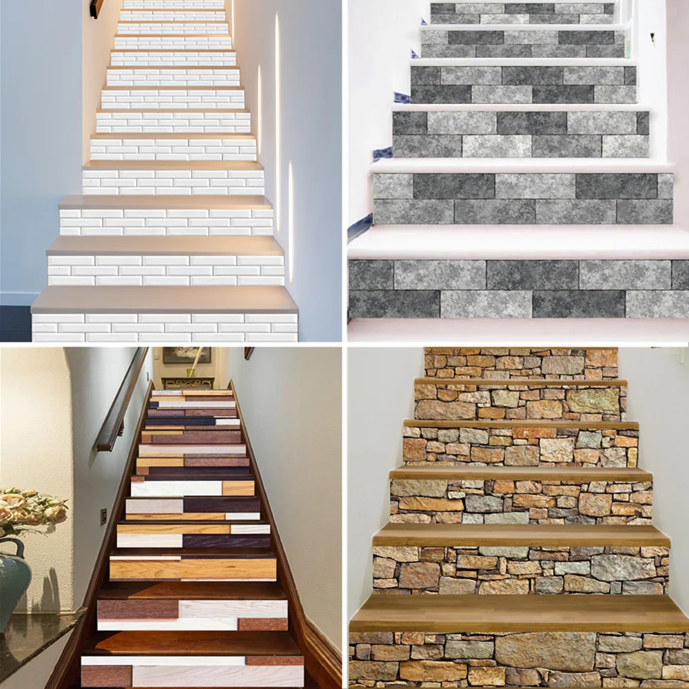 Сплайсинга кирпича цвет дерево зерна лестницы крышка домашнее украшение