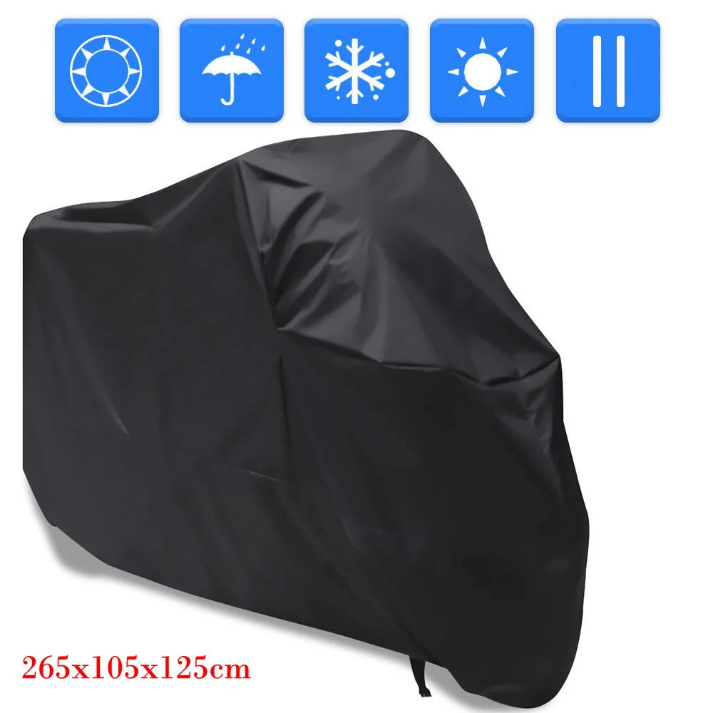 

Motorcycle Motorbike ATV Scooter Waterproof Sun Block Protective Cover Rain Cover Protector - Size XXL (Black)