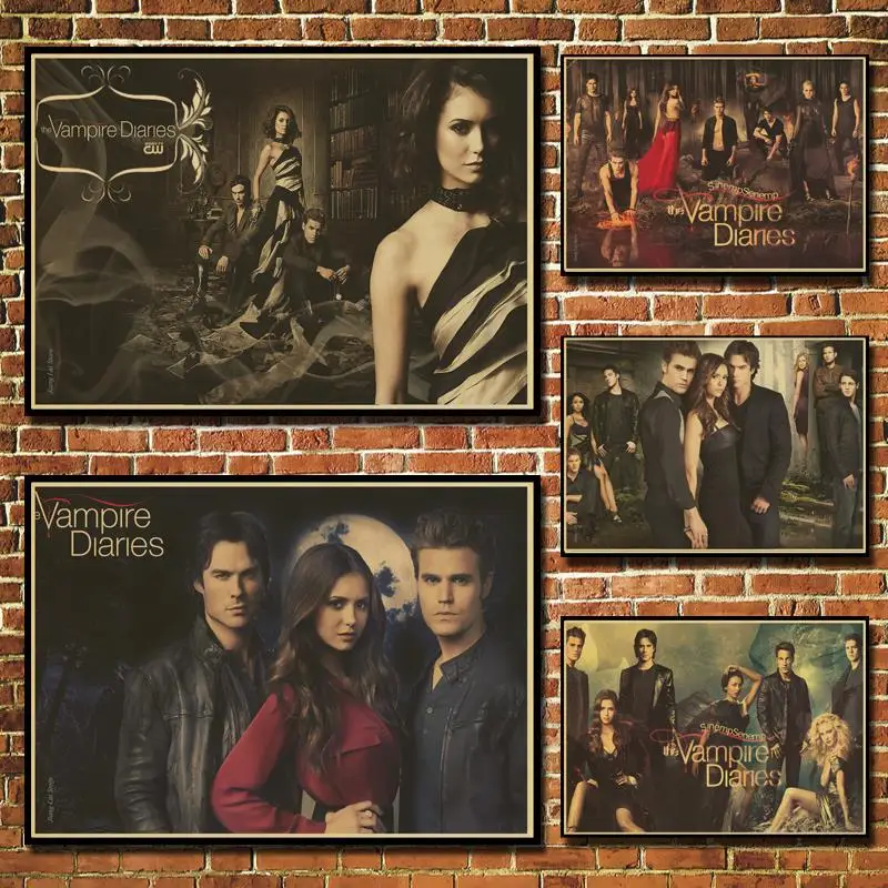 Дневники вампира винтажная Ретро Матовая крафт бумага античный Плакат Наклейка