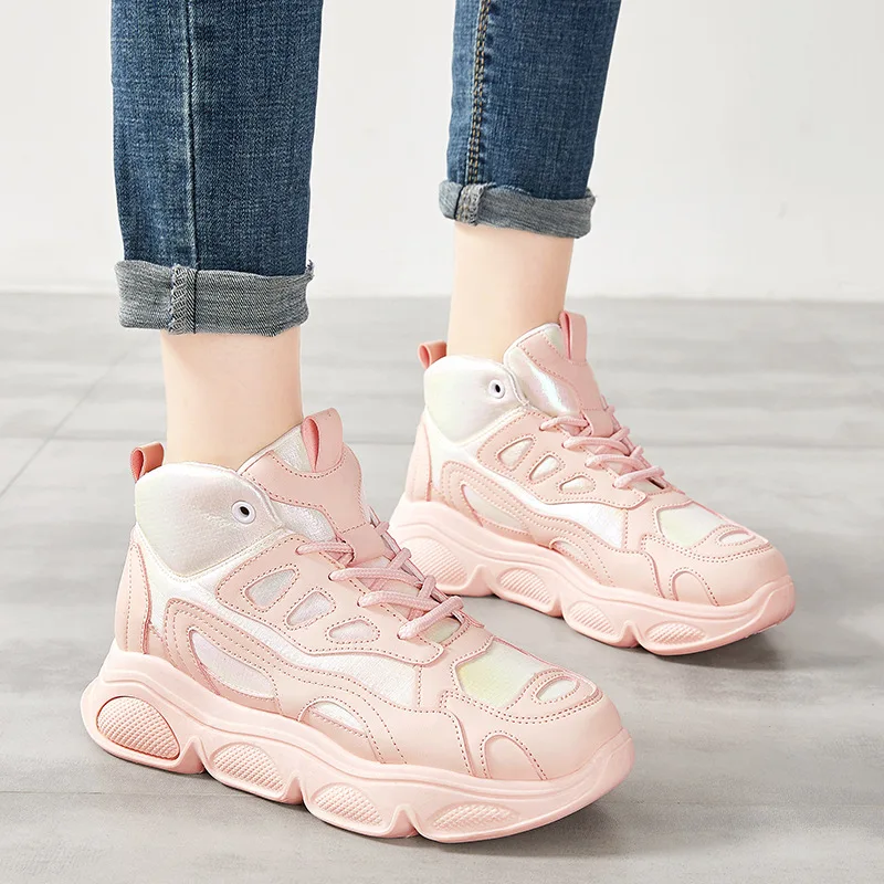 Женская модная спортивная обувь на платформе Новинка 2019 года Корейская версия