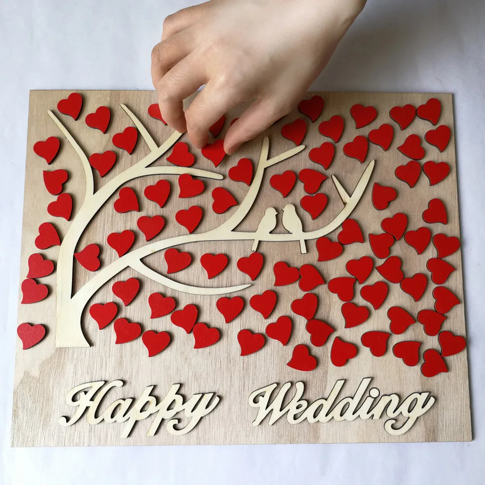 Деревенская Свадебная Гостевая книга персонализированное 3D деревянное сердце