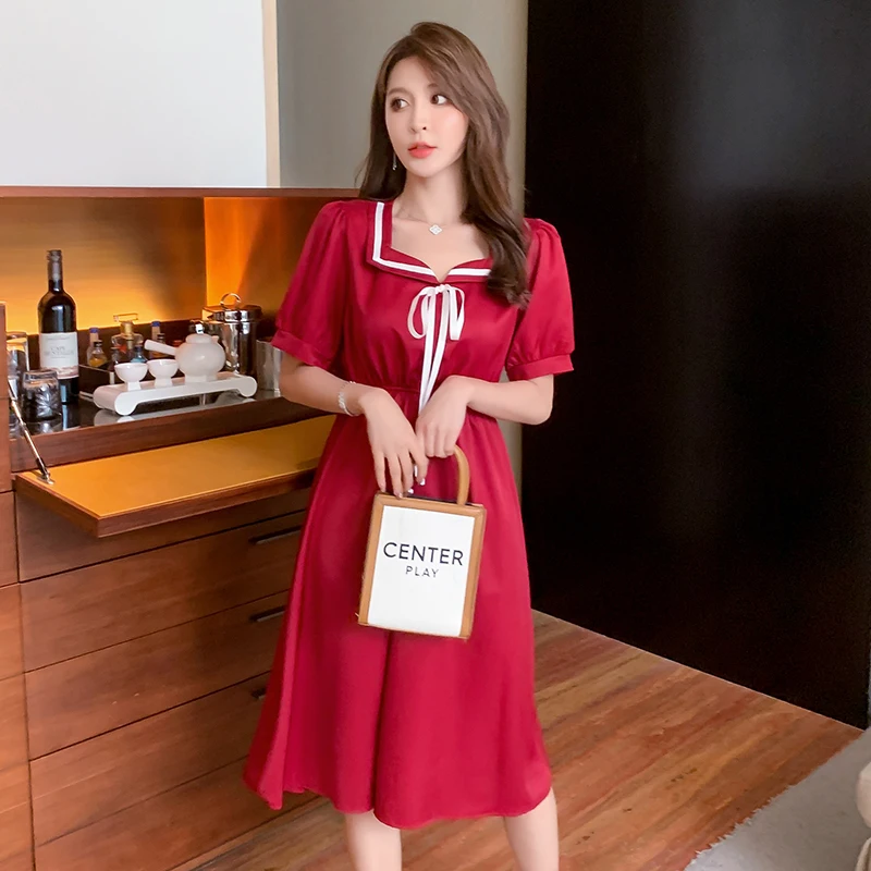 

Summer new bowknot dolls led cultivate one's morality show thin short-sleeved dress female small temperament the a-line skirt