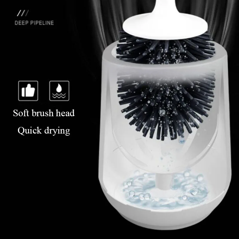 bathroom black toilet brush soft tpr silicone brush head no dead corners home floor standing cleaning brushes wc accessories free global shipping