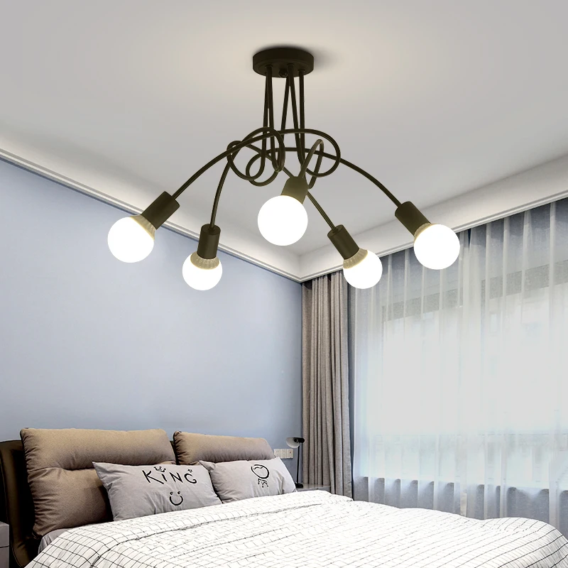 Lámpara de techo de estilo nórdico para Loft, iluminación de estilo Industrial Vintage, brillo, con personalidad doblada, E27,3 o 5 luces