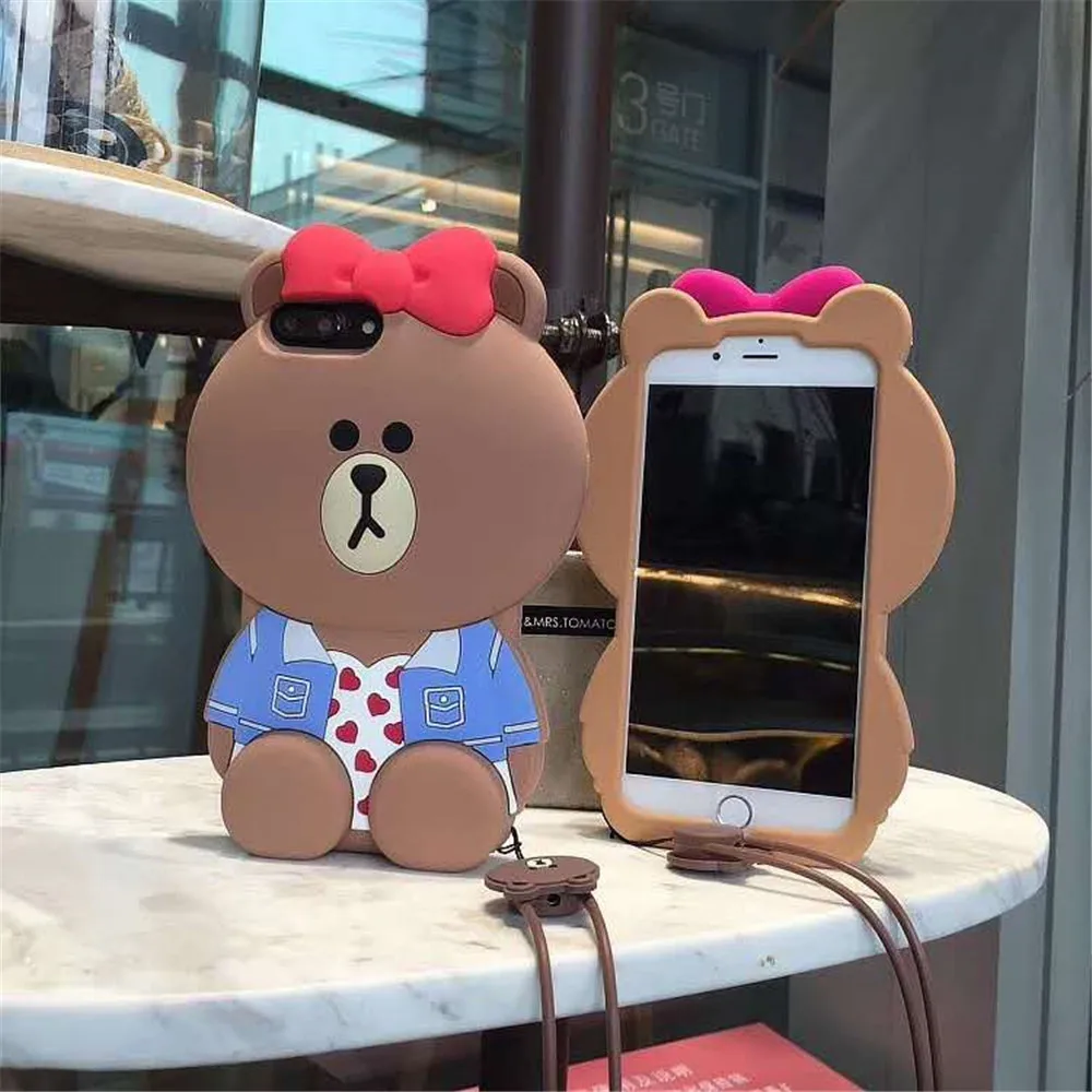 Популярный 3D чехол с милым медведем для iPhone11 Pro Max X XSMax, силиконовая задняя крышка для телефона для iPhone XR 6 6splus 7 8 Plus, чехол