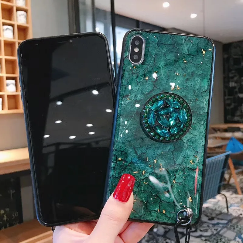 

KONSMART Realme X50 Case For OPPO Realme C3 Glitter Marble Silicone Soft Back Cover Realeme 6 Pro With Hairball Reno 3 Pro Cases