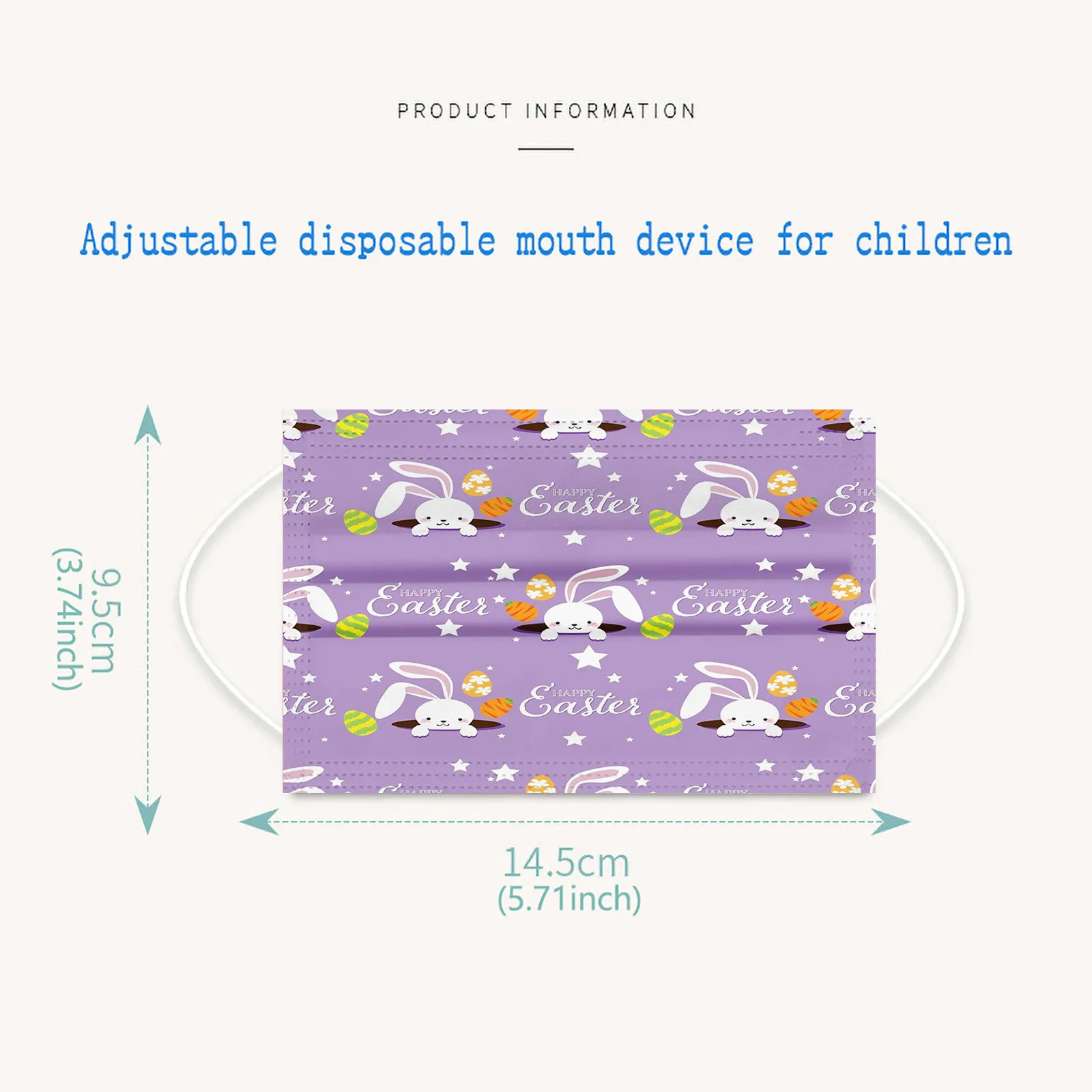 

100pcs Children Cute Rabbit Printed Mask with Filter for Kids 3 Ply Dustproof Easter Bunny Egg Disposable Face Mask Girls