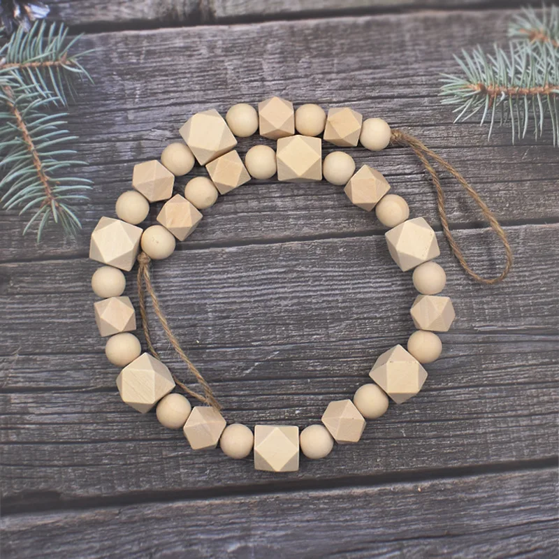 

Bao Niu New Beaded Handmade Hemp Rope Curtain Straps Original Wood Color Octagonal Wooden Beads Diy Curtain Straps