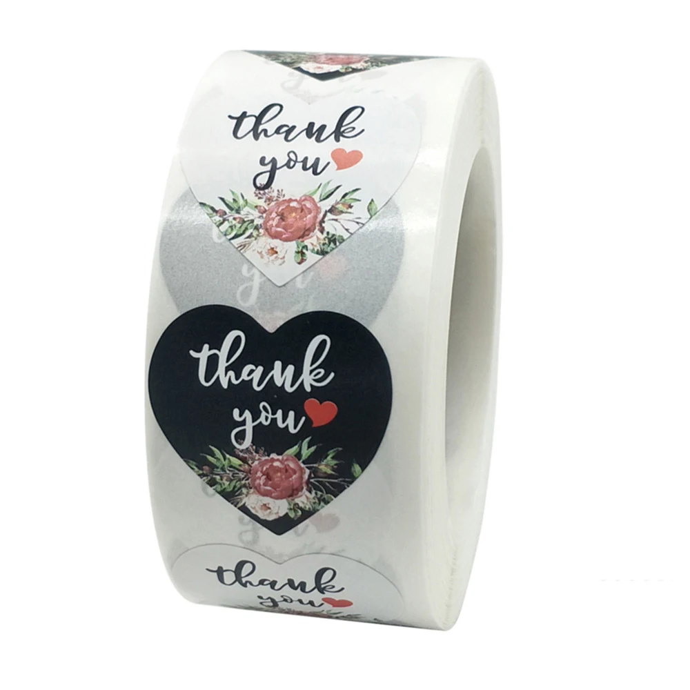 50 шт. в форме сердца цветы наклейка спасибо печать этикеток рождественские