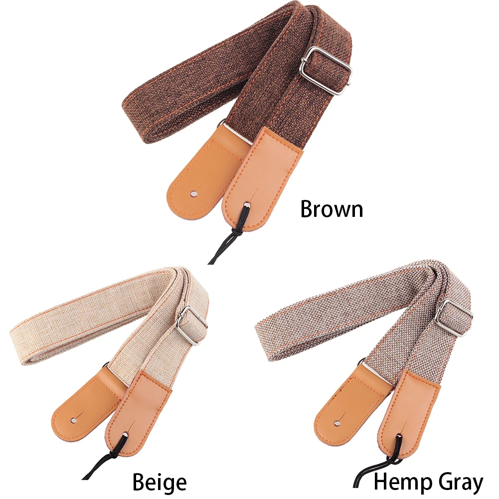 Портативный Регулируемый прочный дышащий ремень из хлопка и льна гитара ремешок