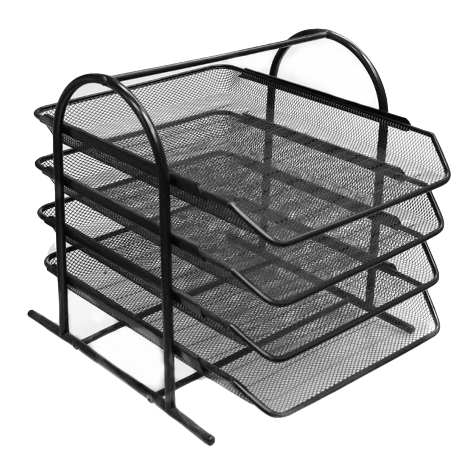 4 уровня Стекируемые Металлический сетчатый файл держатель Подставка для