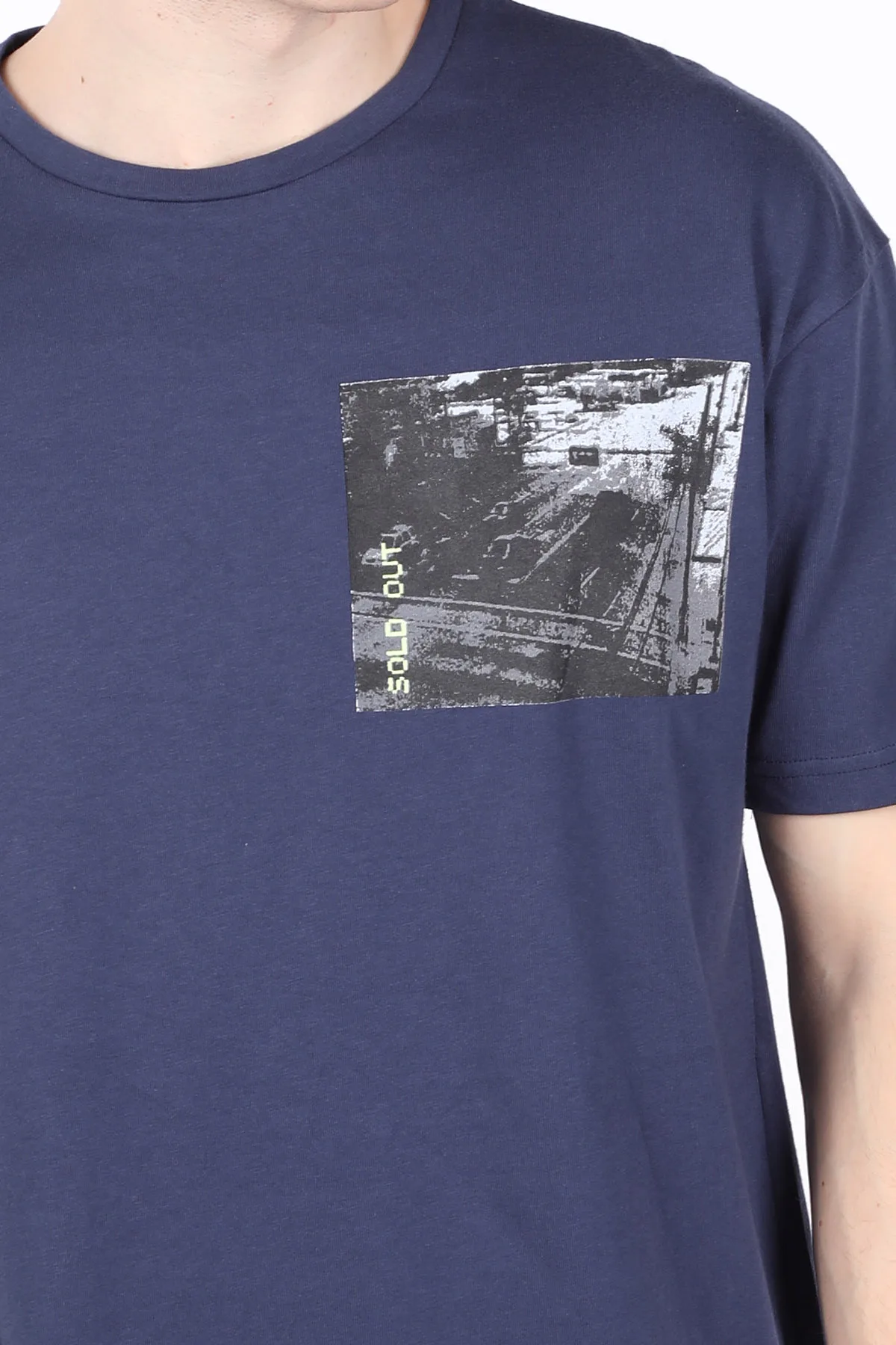 

Mens Navy Blue Crew Neck T-shirt