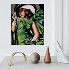 Tamara de Lempicka, женское зеленое платье, холст, живопись, печать, гостиная, домашний декор, современный фотопостер