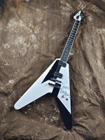electric guitar black and white body and neck flying v in stock free shipping