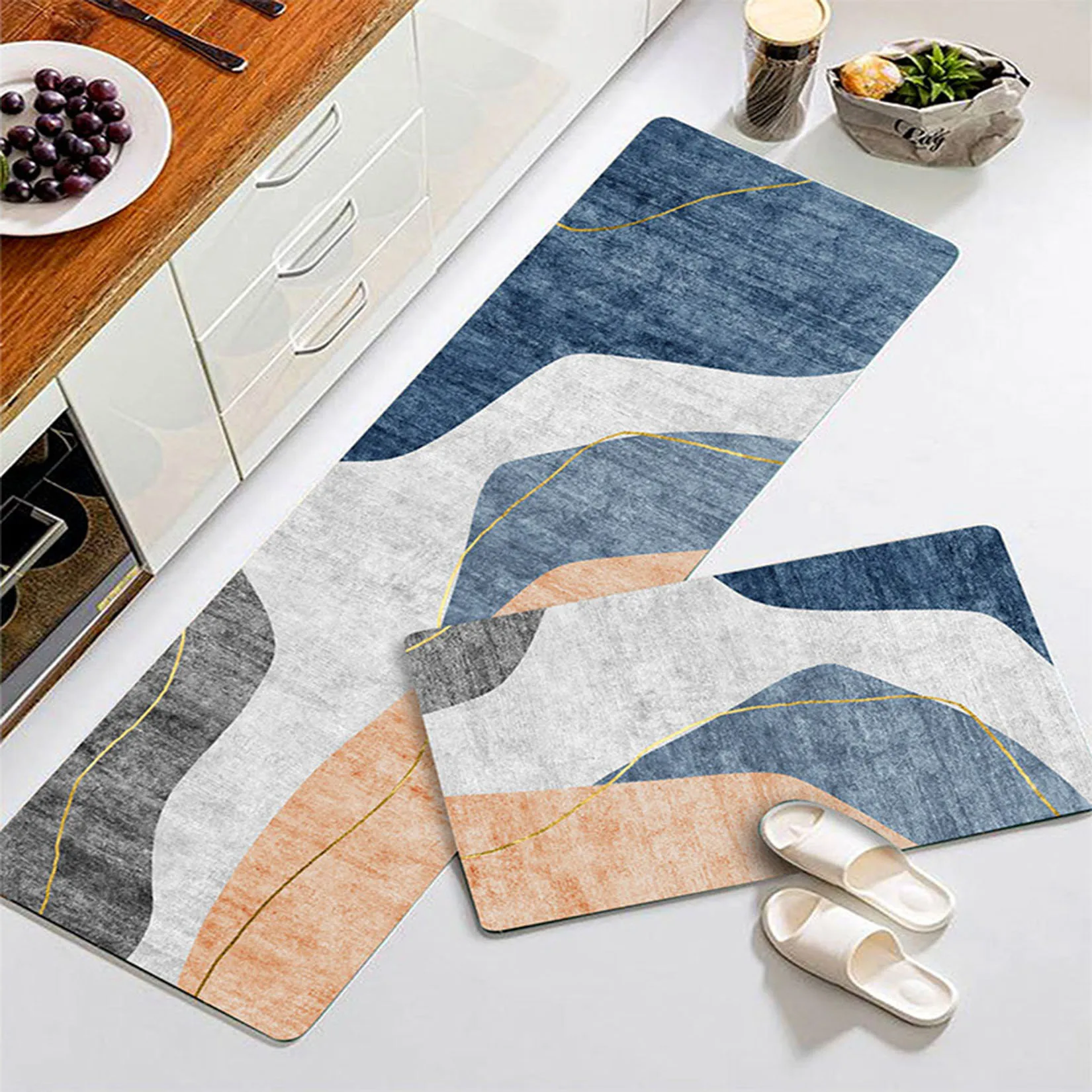 Comprare 2 Pz/set INS Tappetino Da Cucina Tappeti Da Cucina Moderni Striscia Lunga Tappetino Porta D'ingresso S Tappeto Antiscivolo Tappeto Assorbimento Porta Tappetino S Bagno