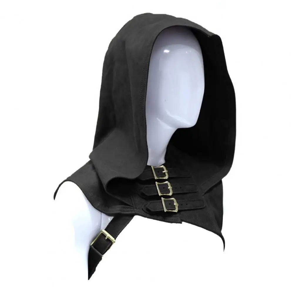 

Halloween Costume Hood Men Cowl Hood Solid Color Hooded Unisex Sleeveless Buckles Halloween Cosplay Costume Hood for Halloween