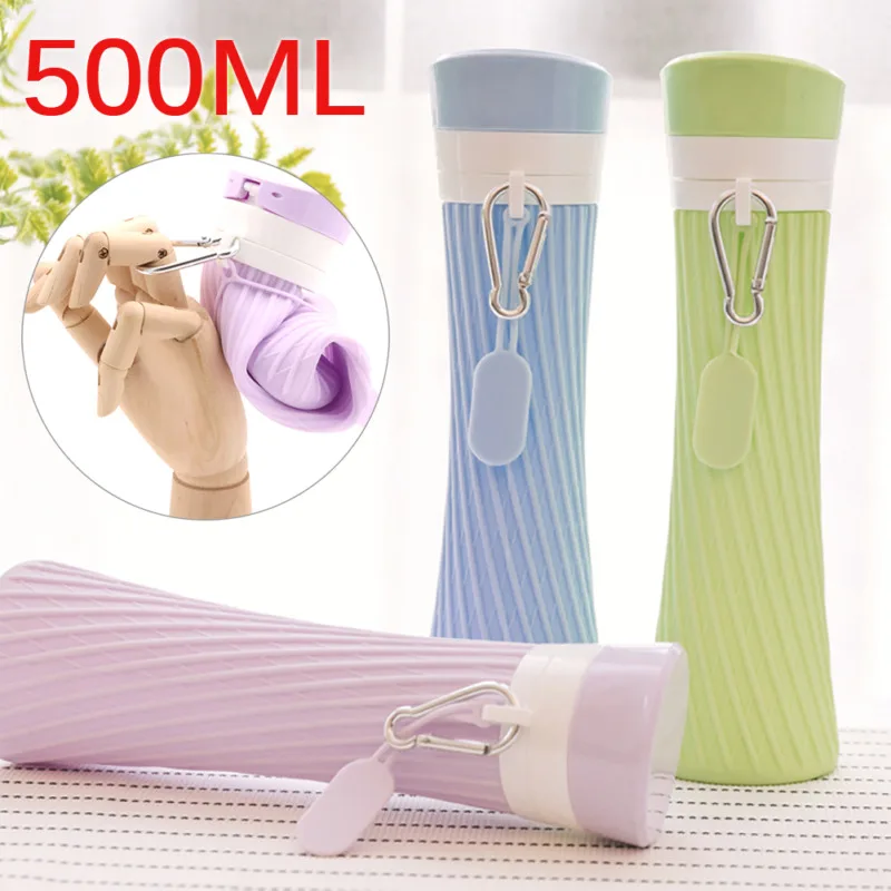 Креативная бутылка для воды многоразовые складные силиконовые бутылки с защитой