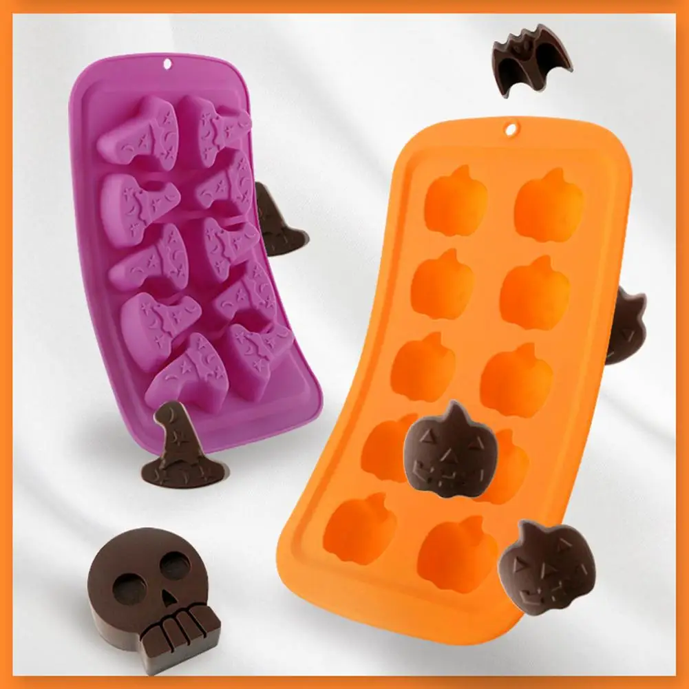 

Halloween Candy Moulds Silicone Skull Pumpkin Shape Chocolate Models Cupcake Chocolate Decoration Baking Tool For Kitchen