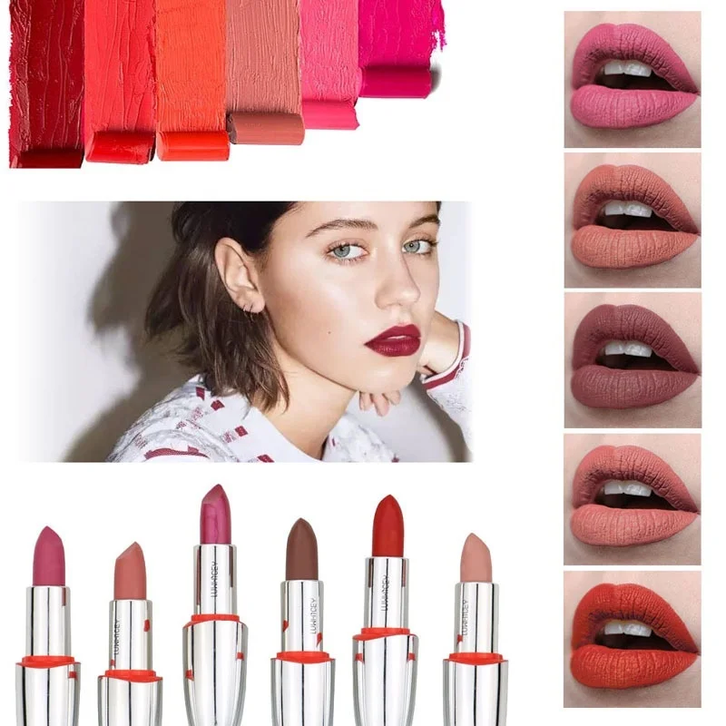 Матовая долговечная водостойкая помада сексуальная телесная красная