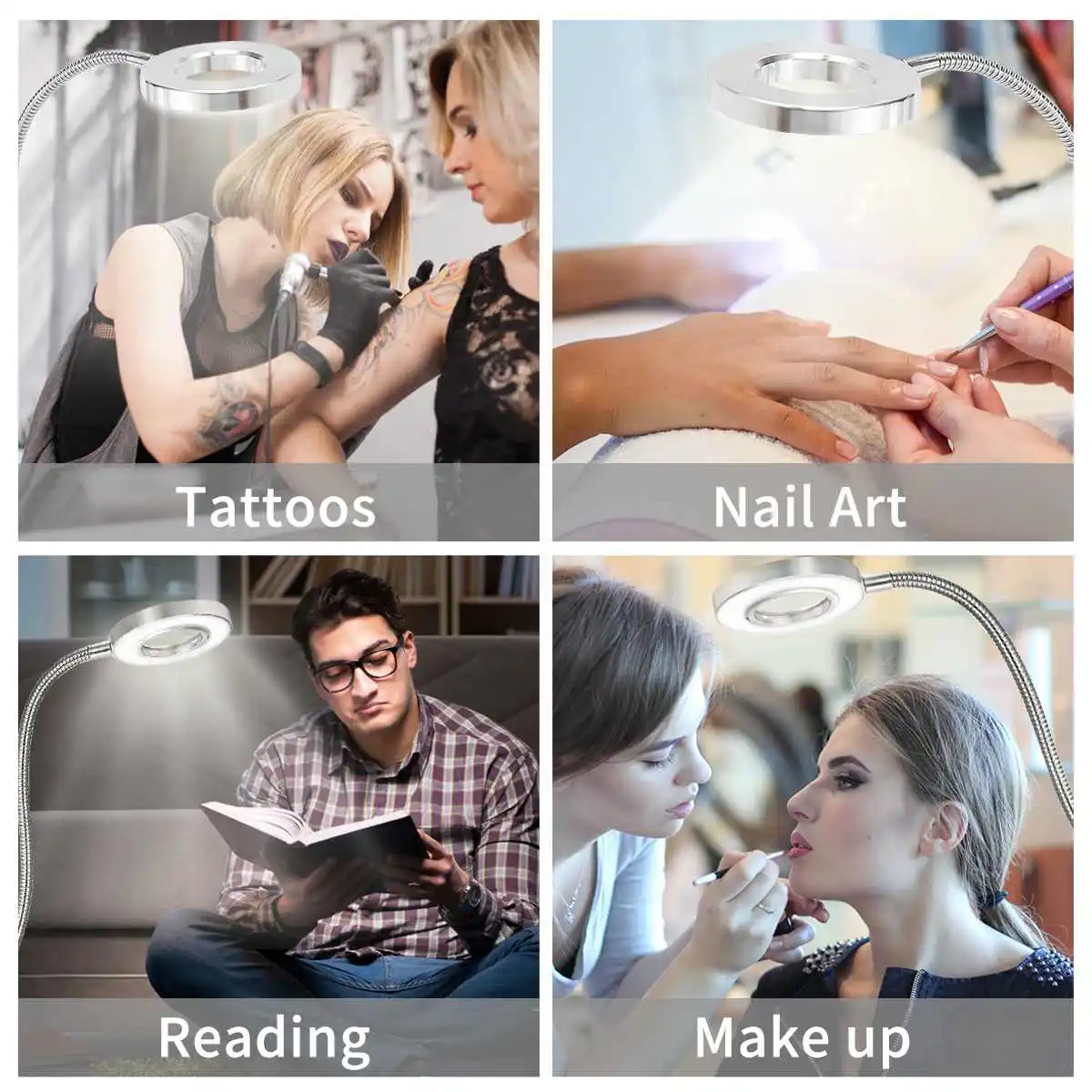 

Portable USB LED Light Unique Gooseneck Deign Table Lamp Eye Protection 2 Mode Lighting for Reading Make Up Tattoos Beauty