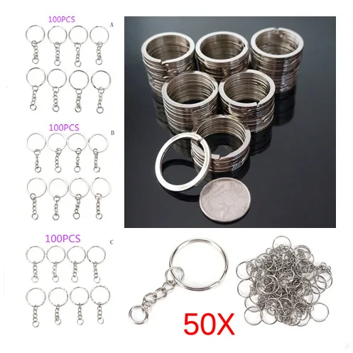 

30/50/100 шт./набор, серебристые Брелоки для ключей