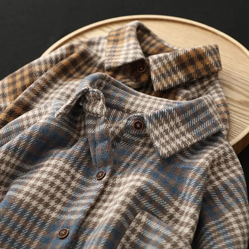 

Blouse Women's wool Plaid Shirt Women's Top Padded Shirt Jas Blusas Ropa The Mujer