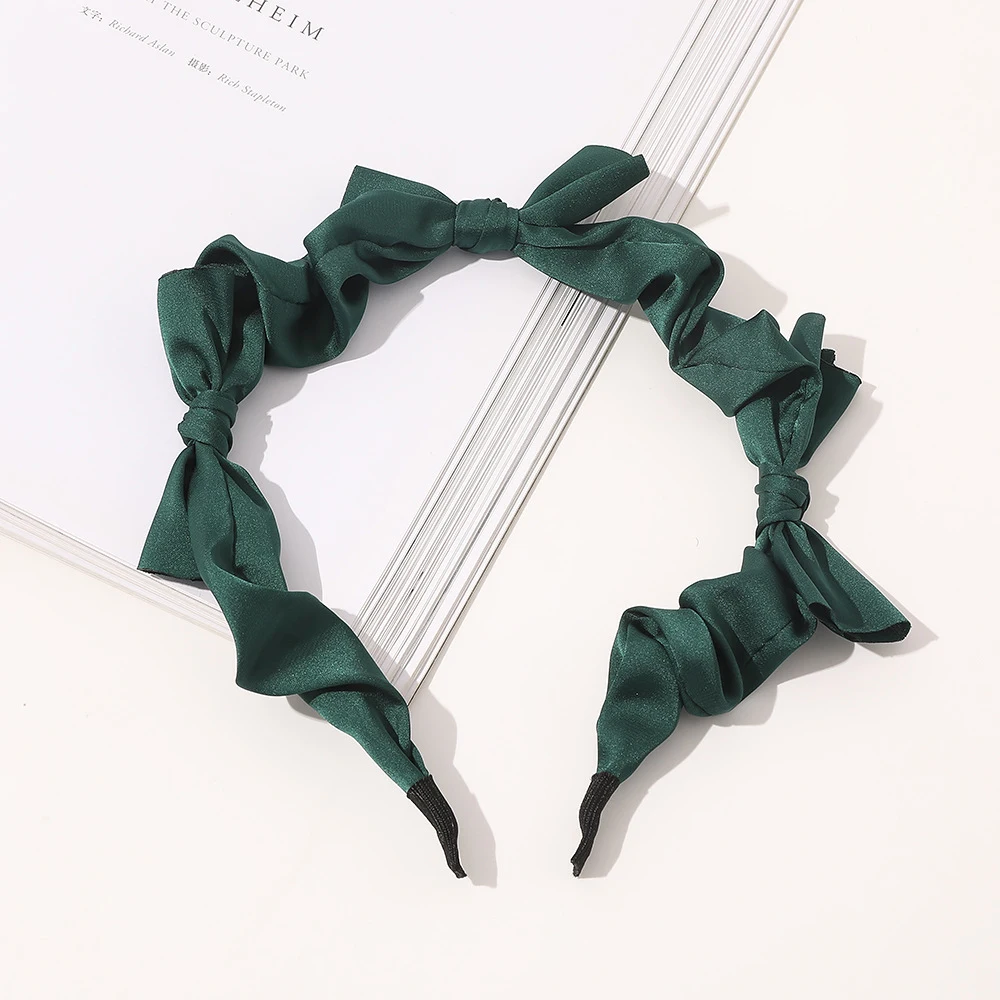 

Retro Bow Knot Satin Headband Women Hairbands For Lady Turban Wide Simple Hair Hoop Girls Hair Accessories Headwear