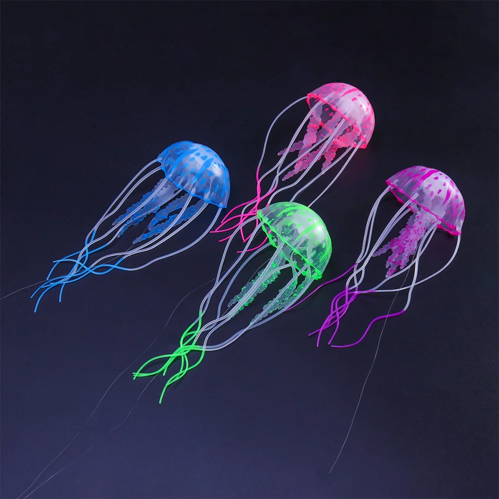 

4PCS Luminous Simulation Jellyfish Artificial Jellyfish Adornment Creative Decor for Aquarium Fish Tank (Random Color)