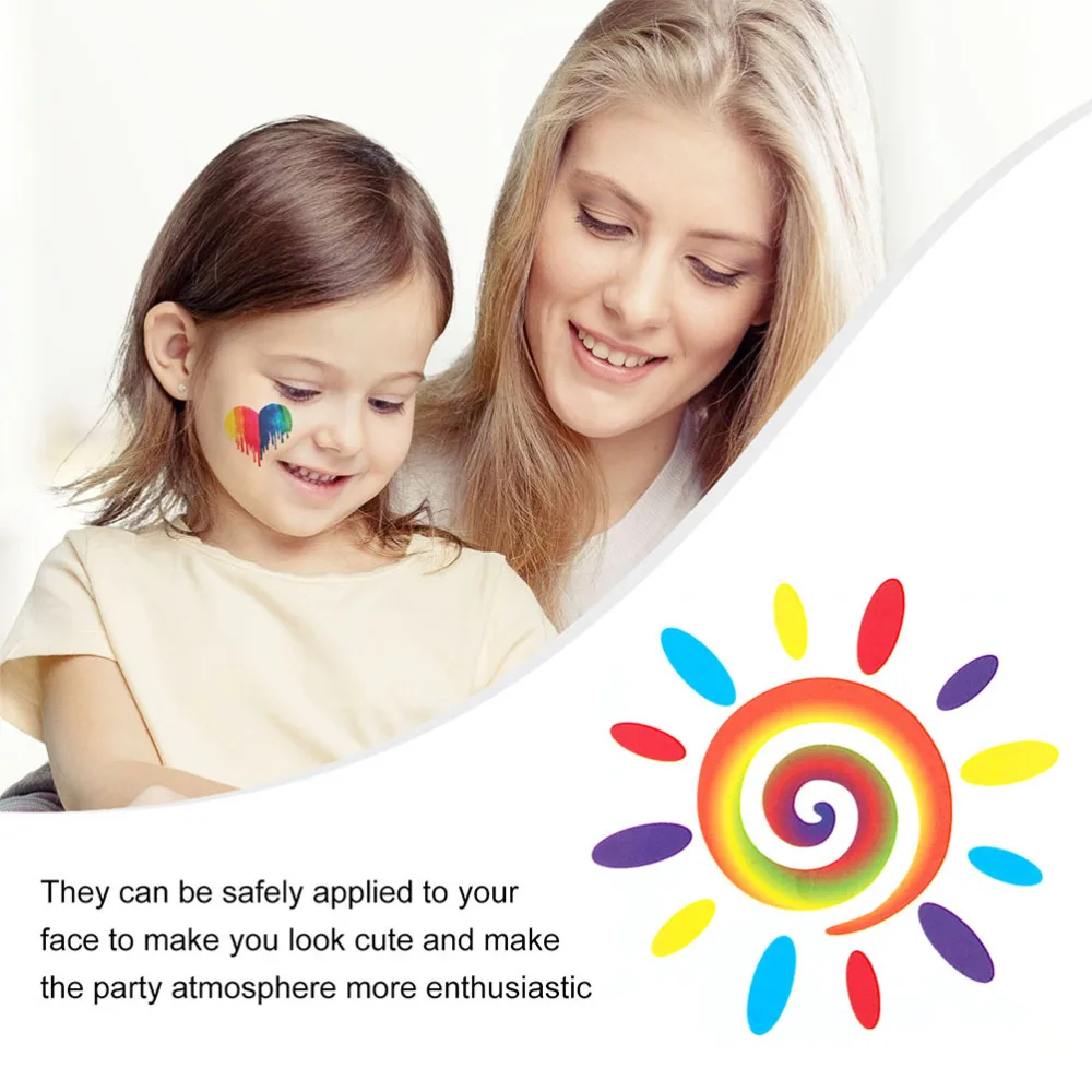 

40 Sheets Rainbow Tattooing Stickers Gradient Rainbow Pastes Face Sticker