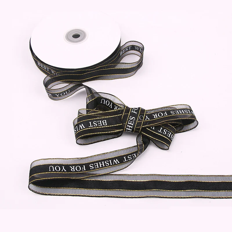 

DHL 50PCS 50 Yard English Design DIY Gift Packaging Belt Ribbon Tapes Wedding Gifts Decor Gifts flower Wrapping Good for Bouquet