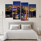 4 панели холст Художественная печать, Лас-Вегас казино города ландшафт плакат здание фото hd Печать настенная живопись для домашнего декора
