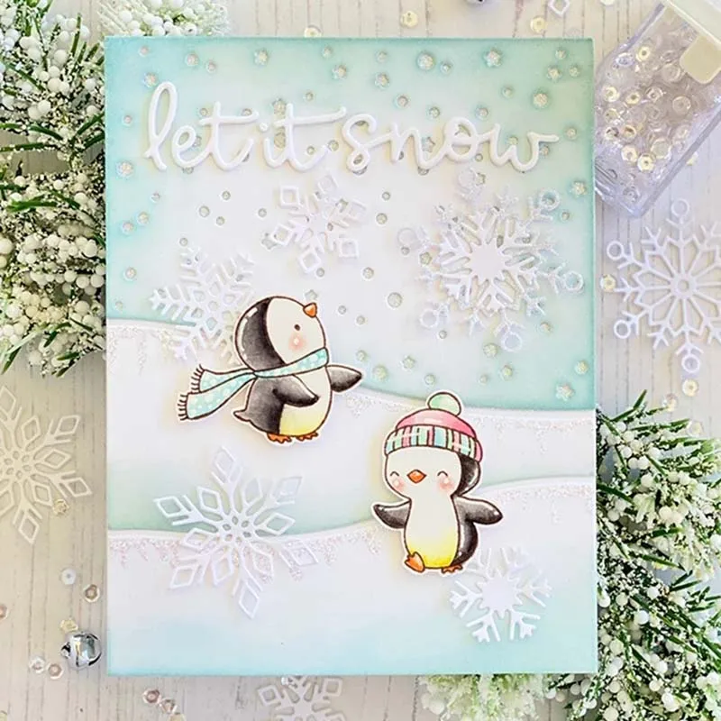 С рисунком пингвина и олень металлический Трафаретный вырубной штамп прозрачные