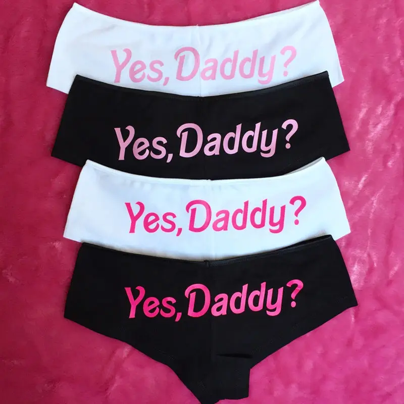

Women Panties Funny Briefs Women Yes Daddy Letter Print Underpants Seamless Lingerie Briefs Knickers Underwear Cotton Panties