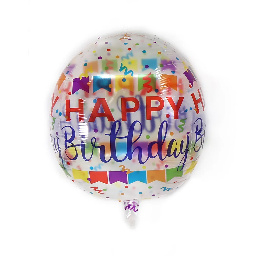 

24 Inch Printing 4D Round Happy Birthday Aluminum Foil Balloons Birthday Party Decoration