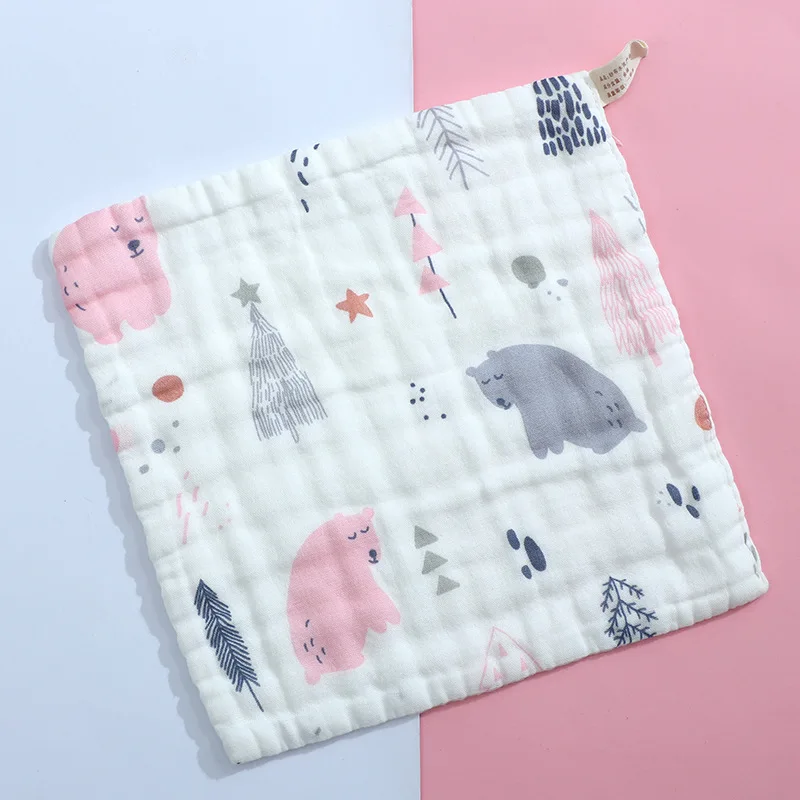 

10 Pieces Pure Cotton Breathable Gauze Face Towel Soft Absorbent Cartoon Printing Gauze Towel For Children