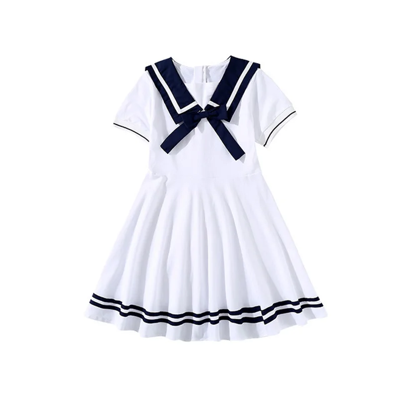 

Kid Korean Japanese School Uniform for Girls Boy White Red Sailor Dress Polo Shirt Shorts Clothes Set Student Outfit Suit